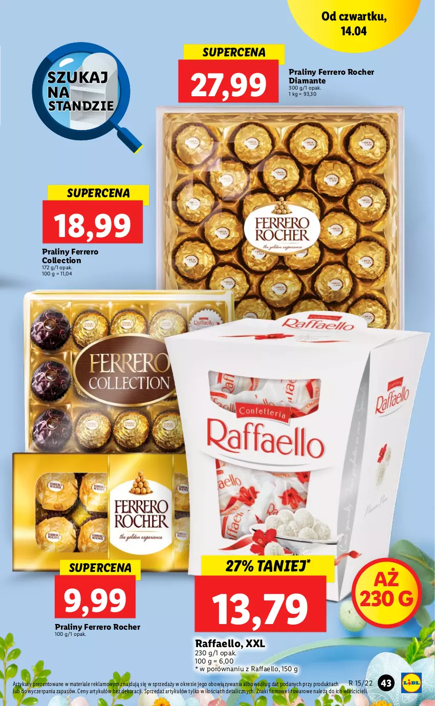 Gazetka promocyjna Lidl - GAZETKA - ważna 14.04 do 16.04.2022 - strona 43 - produkty: Diamant, Fa, Ferrero, Ferrero Rocher, Por, Praliny, Raffaello