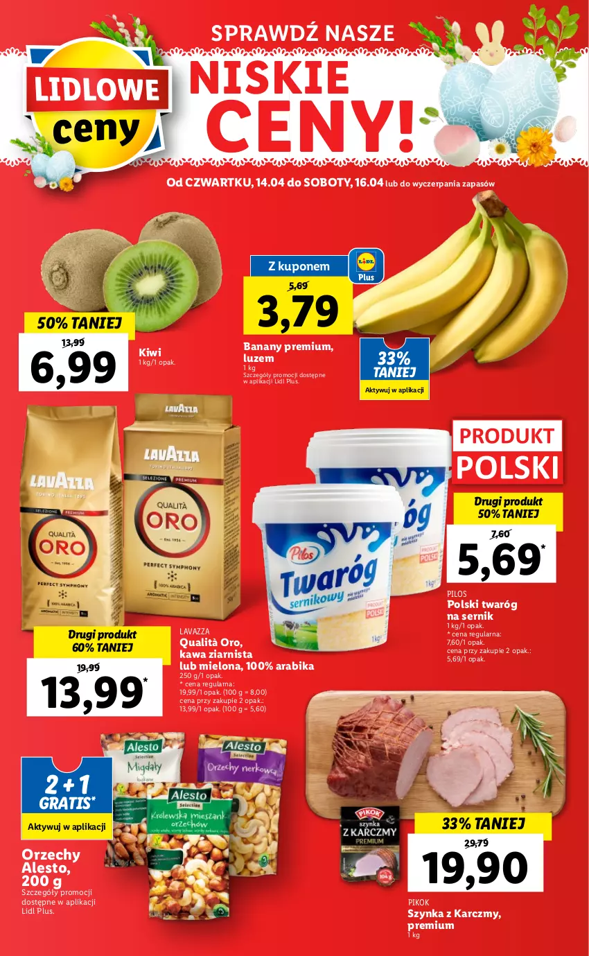 Gazetka promocyjna Lidl - GAZETKA - ważna 14.04 do 16.04.2022 - strona 64 - produkty: Banany, Gra, Kawa, Kawa ziarnista, Kiwi, Lavazza, PIKOK, Pilos, Ser, Szynka, Twaróg