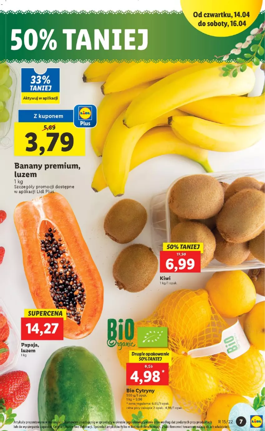 Gazetka promocyjna Lidl - GAZETKA - ważna 14.04 do 16.04.2022 - strona 7 - produkty: Banany, Cytryny, Papaja