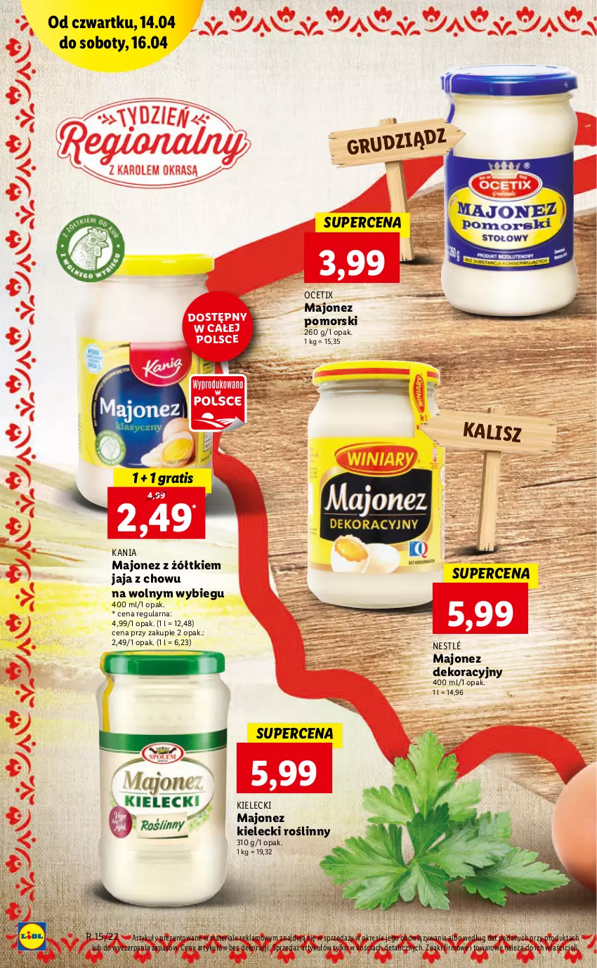 Gazetka promocyjna Lidl - GAZETKA - ważna 14.04 do 16.04.2022 - strona 70 - produkty: Gra, Jaja, Majonez, Nestlé, Ocet