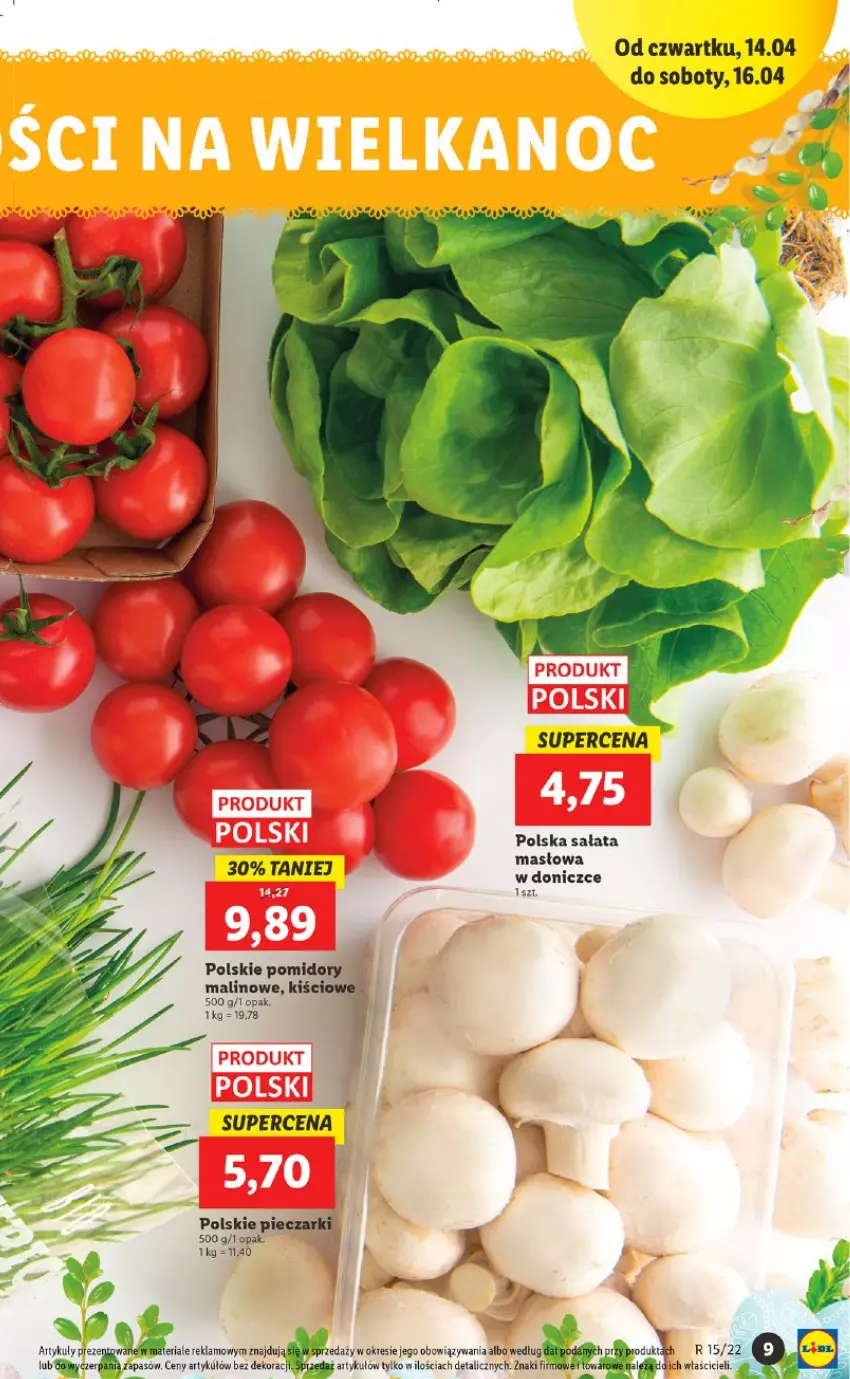 Gazetka promocyjna Lidl - GAZETKA - ważna 14.04 do 16.04.2022 - strona 9 - produkty: Fa, Piec, Pomidory, Sałat