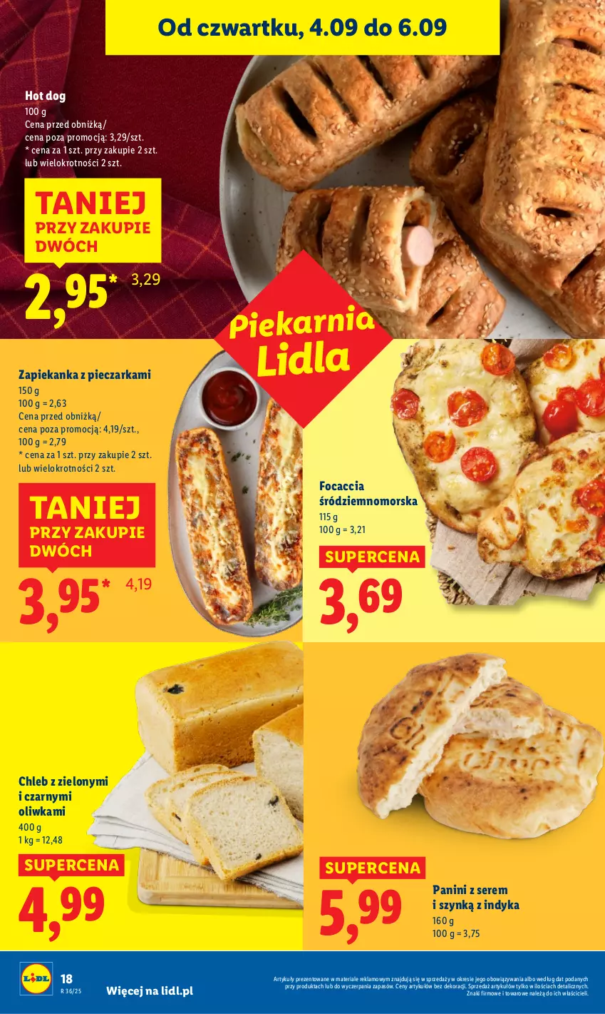 Gazetka promocyjna Lidl - GAZETKA - ważna 04.09 do 06.09.2025 - strona 26 - produkty: Chleb, Focaccia, Hot dog, Piec, Pieczarka, Ser, Zapiekanka