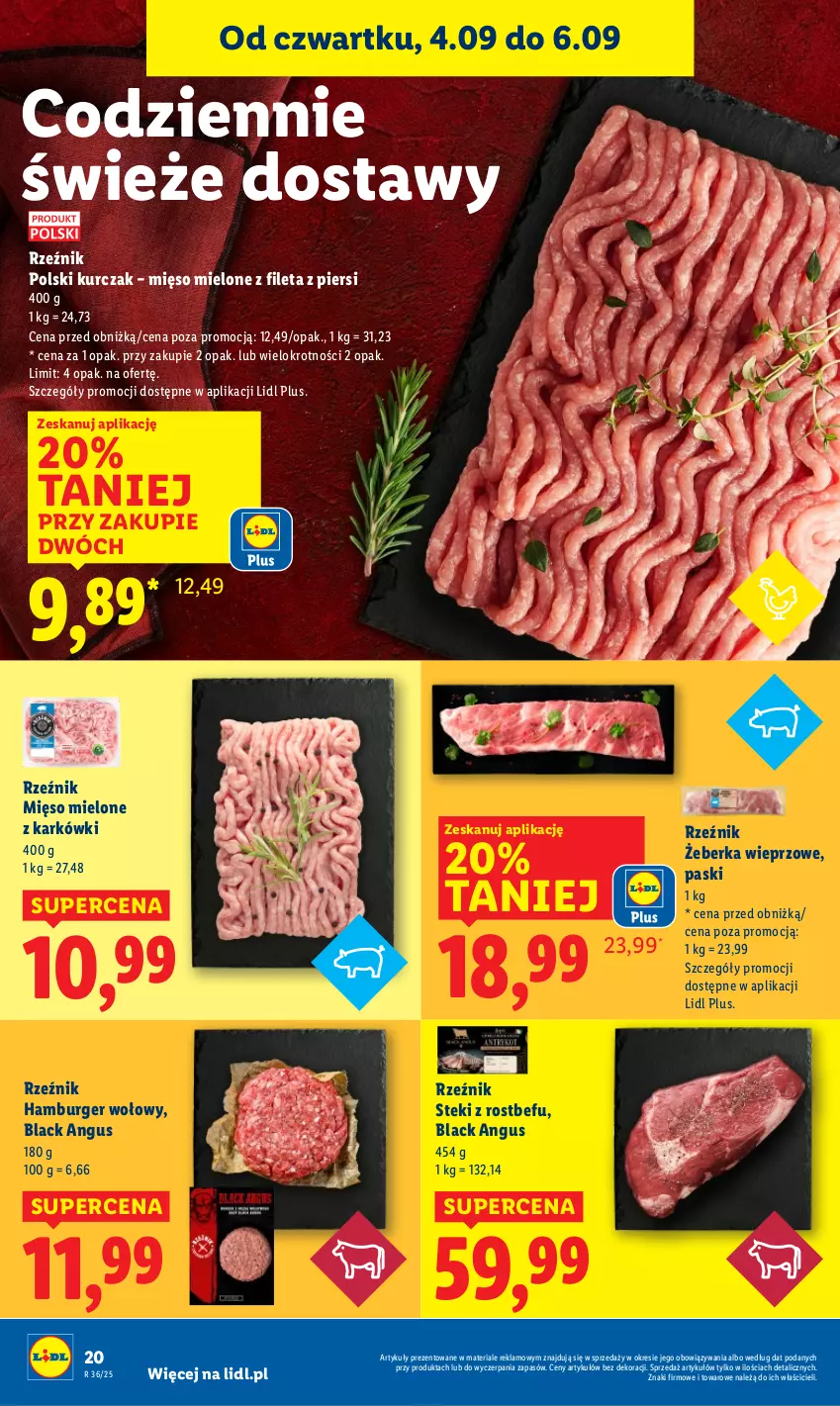 Gazetka promocyjna Lidl - GAZETKA - ważna 04.09 do 06.09.2025 - strona 28 - produkty: Burger, Hamburger, Kurczak, Lack, Mięso, Mięso mielone, Rostbef, Stek