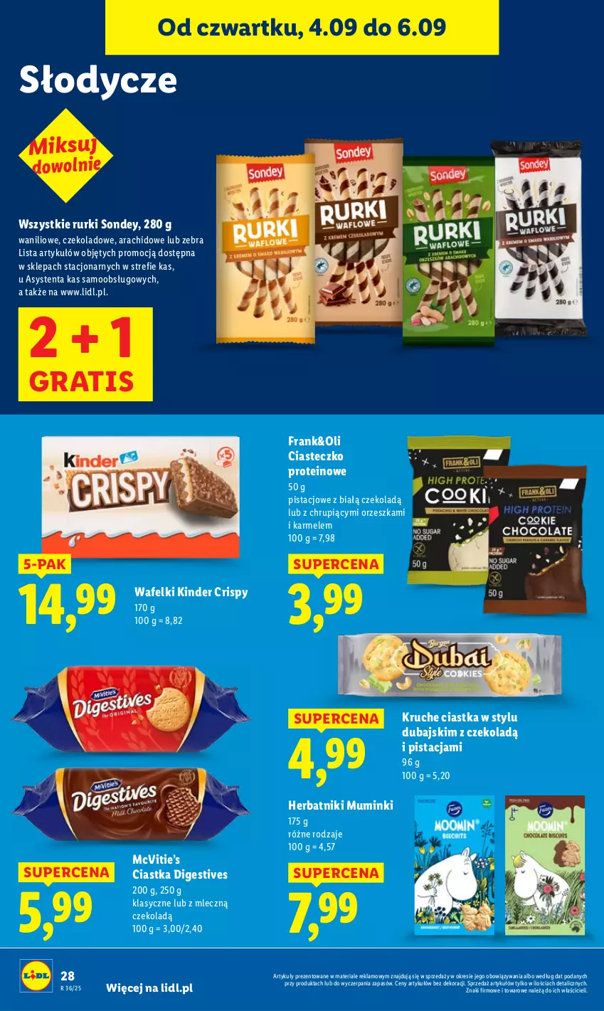 Gazetka promocyjna Lidl - GAZETKA - ważna 04.09 do 06.09.2025 - strona 36 - produkty: Ciastka, Gra, Herbatniki, Kinder, Rurki