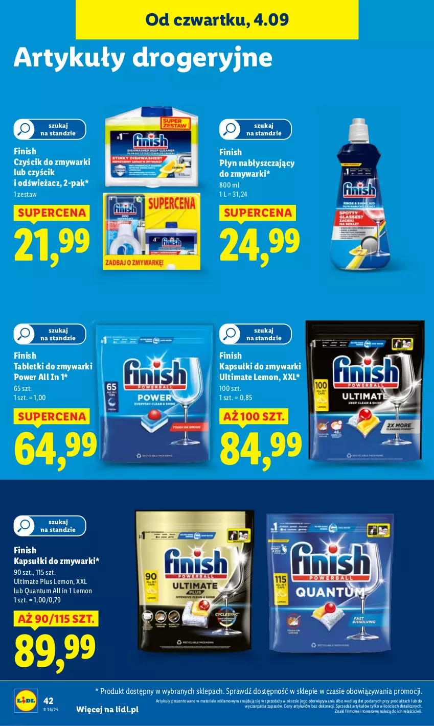 Gazetka promocyjna Lidl - GAZETKA - ważna 04.09 do 06.09.2025 - strona 54 - produkty: Finish, Płyn nabłyszczający, Tablet, Tabletki do zmywarki, Zmywarki