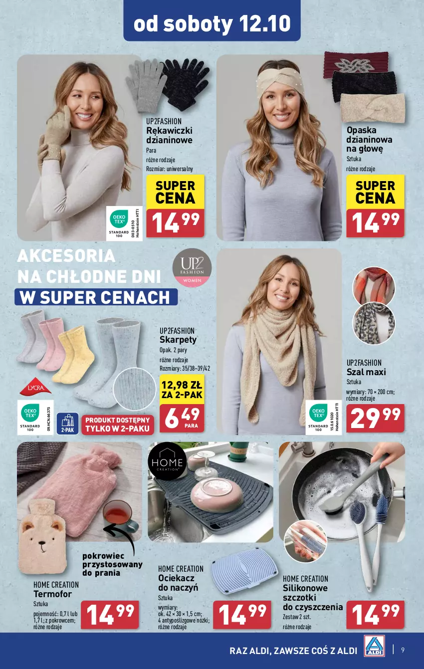 Gazetka promocyjna Aldi - Artykuły przemysłowe i tekstylia - ważna 07.10 do 12.10.2024 - strona 9 - produkty: Fa, Karp, Ociekacz, Opaska, Pokrowiec, Szal