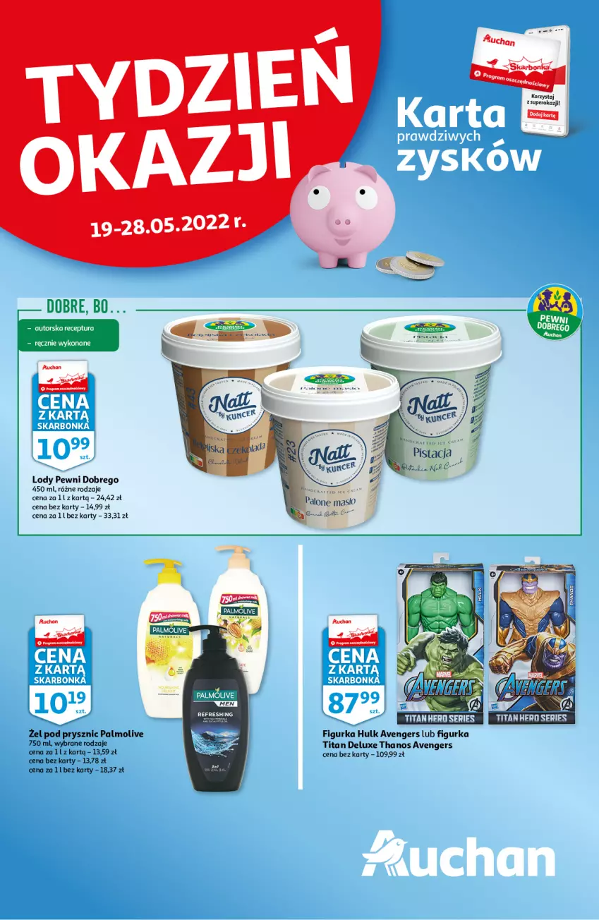 Gazetka promocyjna Auchan - Skarbonka#20 - ważna 19.05 do 28.05.2022 - strona 1 - produkty: Avengers, Fa, Lody, Masło, Palmolive, Ser