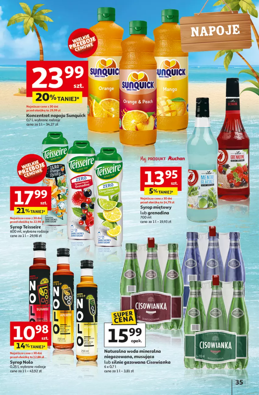 Gazetka promocyjna Auchan - NA LATO JAK ZNALAZŁ Hipermarket - ważna 03.07 do 09.07.2025 - strona 33 - produkty: Cisowianka, Mus, Syrop, Woda, Woda mineralna