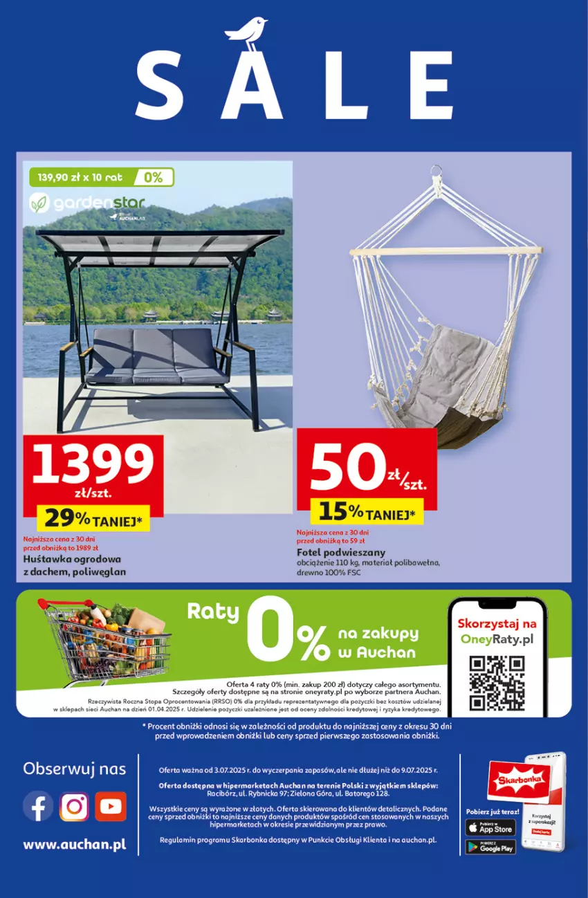 Gazetka promocyjna Auchan - NA LATO JAK ZNALAZŁ Hipermarket - ważna 03.07 do 09.07.2025 - strona 43 - produkty: Fotel, Huśtawka, Kosz, Top
