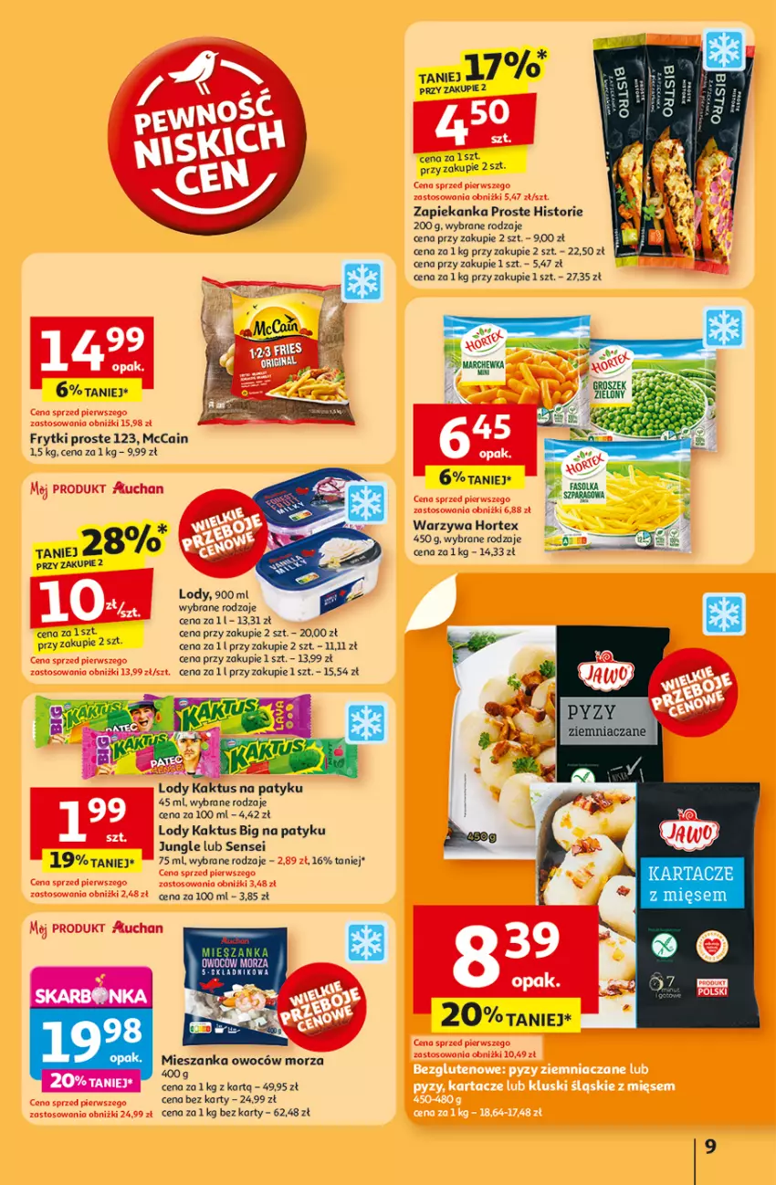 Gazetka promocyjna Auchan - NA LATO JAK ZNALAZŁ Hipermarket - ważna 03.07 do 09.07.2025 - strona 9 - produkty: Fa, Frytki, Hortex, Kaktus, LG, Lody, Marchewka, McCain, Warzywa, Zapiekanka