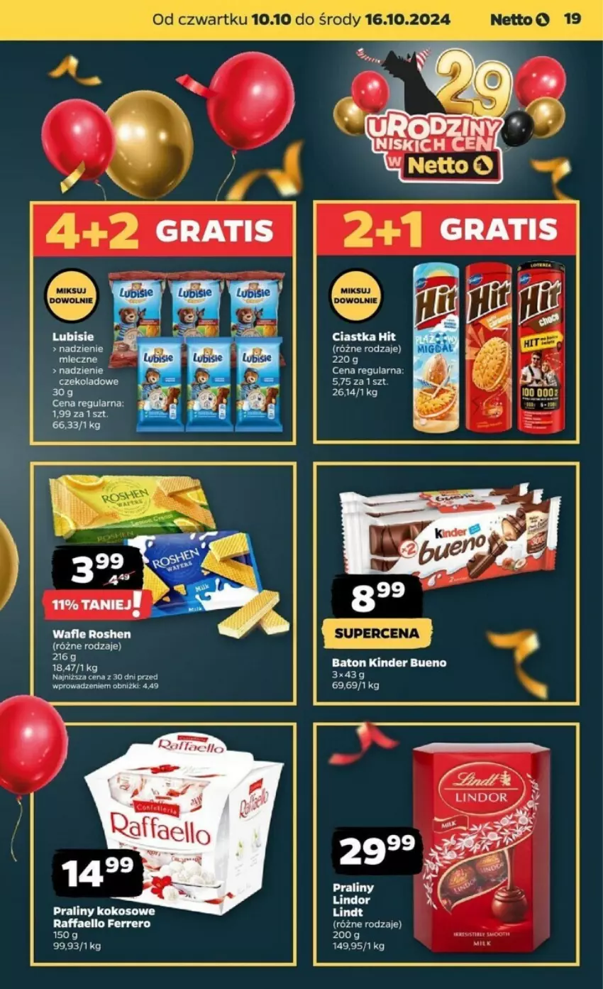 Gazetka promocyjna Netto - ważna 10.10 do 16.10.2024 - strona 11 - produkty: Baton, Fa, Ferrero, Kinder, Kinder Bueno, Kokos, LG, Lindt, Praliny, Raffaello