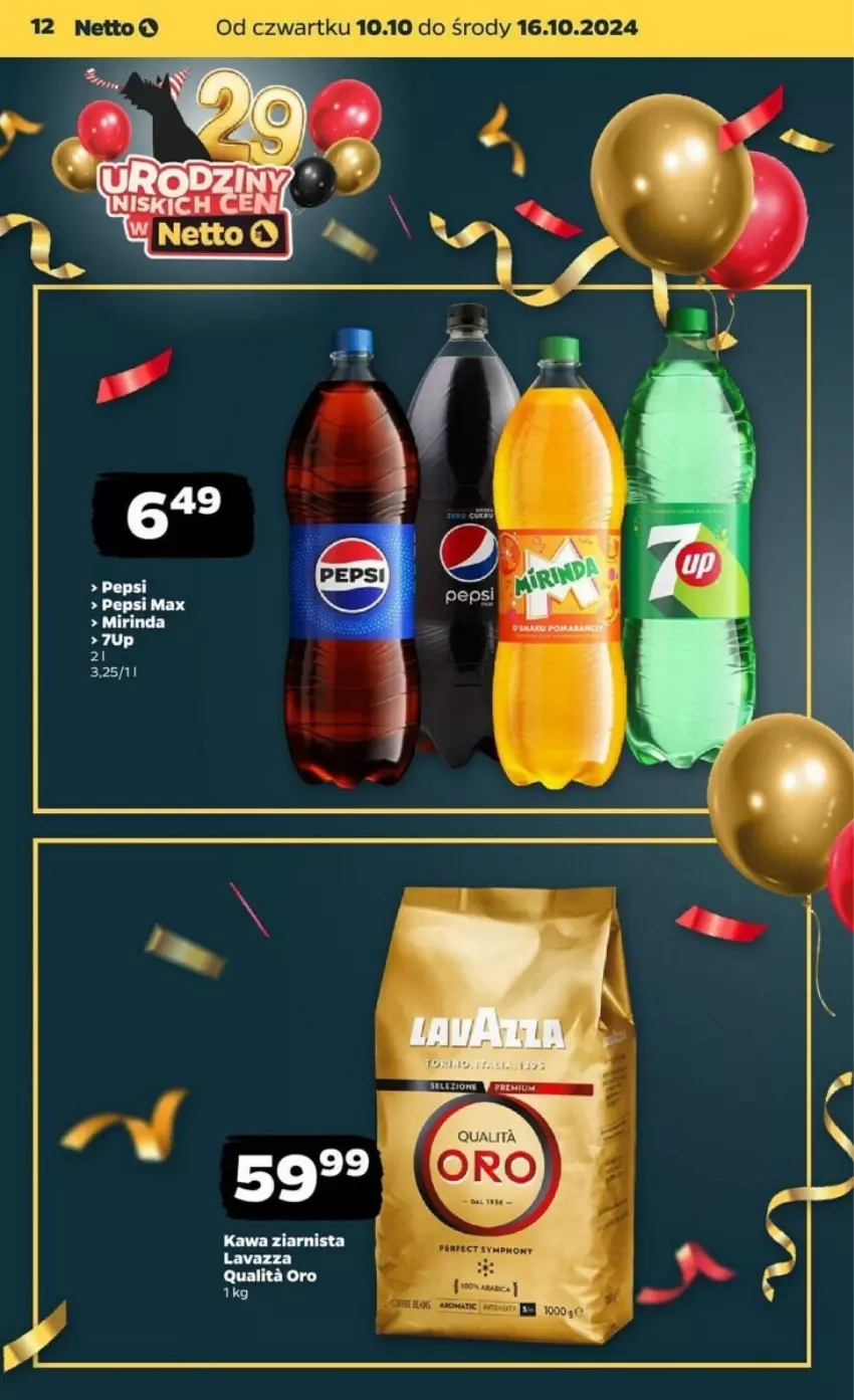 Gazetka promocyjna Netto - ważna 10.10 do 16.10.2024 - strona 4 - produkty: Kawa, Kawa ziarnista, Lavazza, Mirinda, Pepsi, Pepsi max