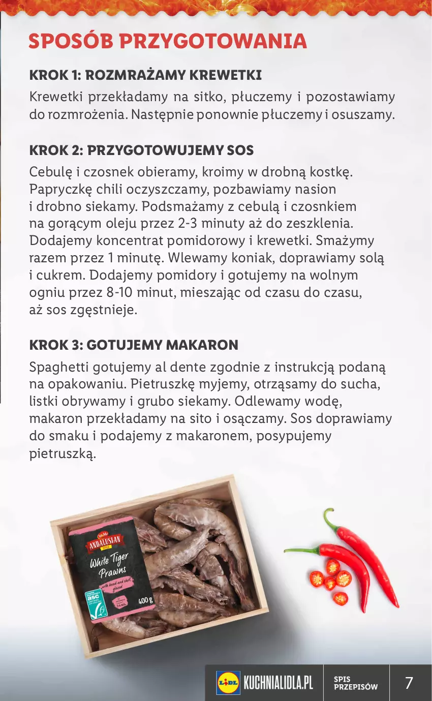 Gazetka promocyjna Lidl - KATALOG ANDALUZJA - ważna 20.06 do 25.06.2022 - strona 7 - produkty: Czosnek, Koncentrat pomidorowy, Krewetki, Makaron, Nuty, Olej, Pomidory, Sitko, Sito, Sos, Spaghetti