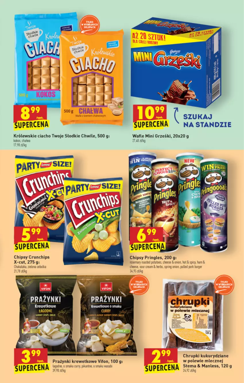 Gazetka promocyjna Biedronka - W tym tygodniu PM - ważna 09.12 do 15.12.2021 - strona 49 - produkty: Burger, Chipsy, Chrupki, Crunchips, Grześki, Kokos, Królewski, Miecz, Mini Grześki, Por, Prazynki, Pringles, Wafle, Wasa, Wino