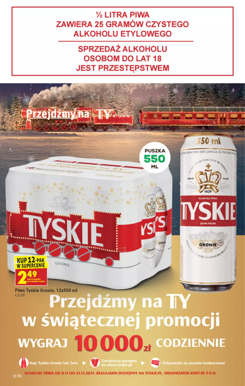 Gazetka promocyjna Biedronka - W tym tygodniu PM - ważna 09.12 do 15.12.2021 - strona 52 - produkty: Piwo, Tyskie