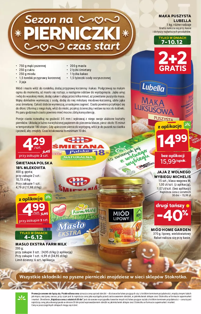 Gazetka promocyjna Stokrotka - Supermarket - ważna 04.12 do 10.12.2025 - strona 24 - produkty: Bell, Bella, Ciastka, Cukier, Fa, Farm Milk, Gra, Jaja, Jaja z wolnego wybiegu, Kakao, Klej, Lubella, Mąka, Masło, Mięso, Miód, Mleko, Mlekovita, Owoce, Papier, Piec, Piernik, Por, Przyprawy, Rondel, Sok, Top, Warzywa