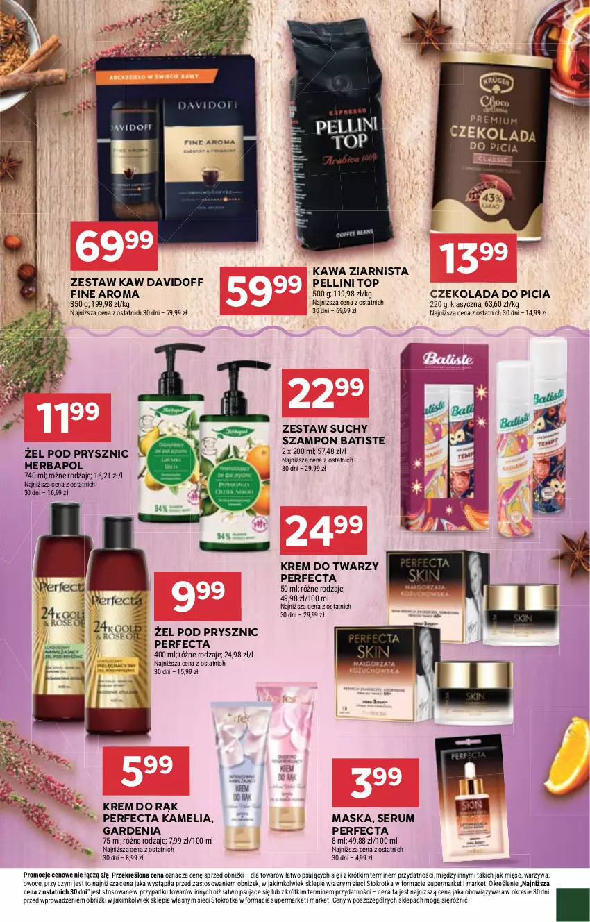 Gazetka promocyjna Stokrotka - Supermarket - ważna 04.12 do 10.12.2025 - strona 29 - produkty: Batiste, Czekolada, Davidoff, Herbapol, Kawa, Kawa ziarnista, Krem do rąk, Krem do twarzy, Maska, Mięso, Owoce, Perfecta, Rum, Ser, Serum, Suchy szampon, Szampon, Top, Warzywa