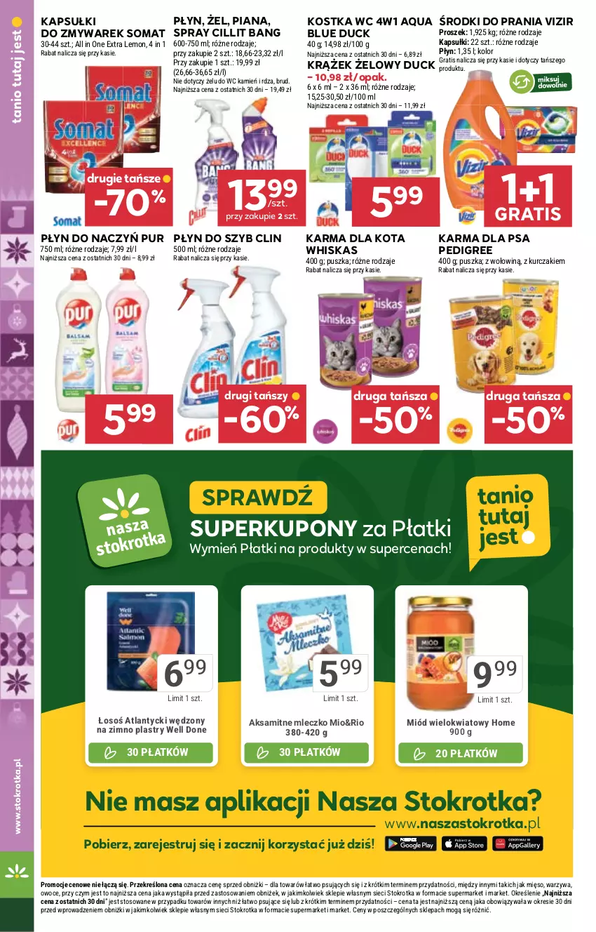 Gazetka promocyjna Stokrotka - Supermarket - ważna 04.12 do 10.12.2025 - strona 44 - produkty: Aksam, Cillit Bang, Clin, Duck, Gra, Kurczak, Mięso, Miód, Mleczko, Owoce, Pedigree, Płyn do szyb, Pur, Somat, Vizir, Warzywa, Whiskas