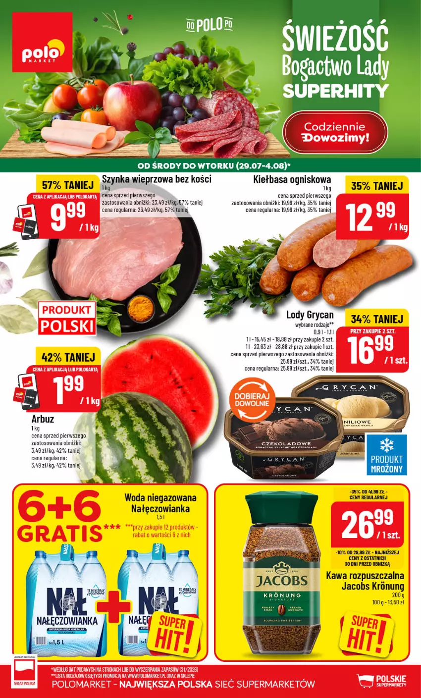 Gazetka promocyjna PoloMarket - Gazetka POLOmarket - ważna 29.07 do 04.08.2026 - strona 1 - produkty: Arbuz, Gry, Kiełbasa, Nałęczowianka, Szynka, Szynka wieprzowa