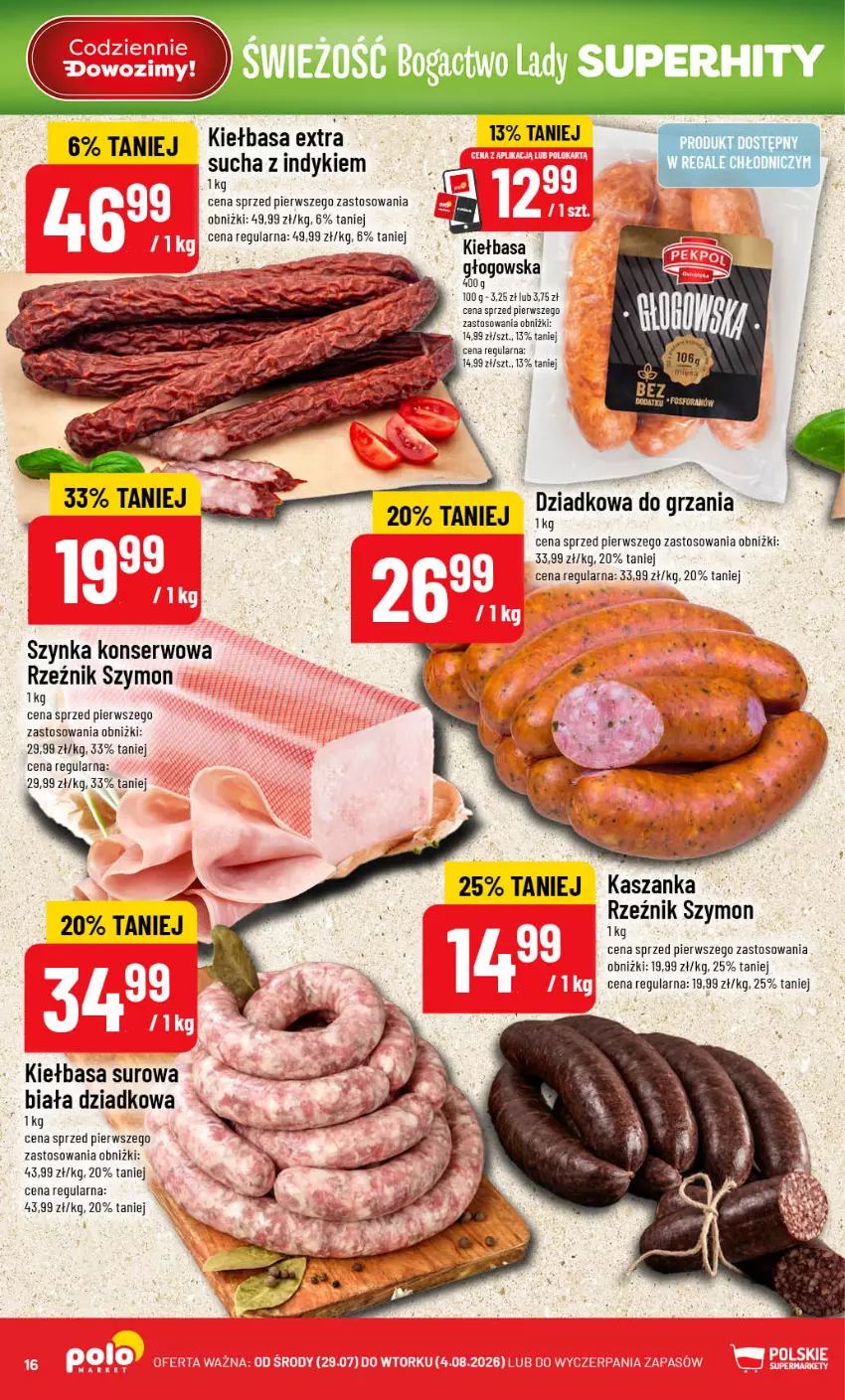Gazetka promocyjna PoloMarket - Gazetka POLOmarket - ważna 29.07 do 04.08.2026 - strona 16 - produkty: Kasza, Kaszanka, Kiełbasa, Ser, Szynka, Szynka konserwowa