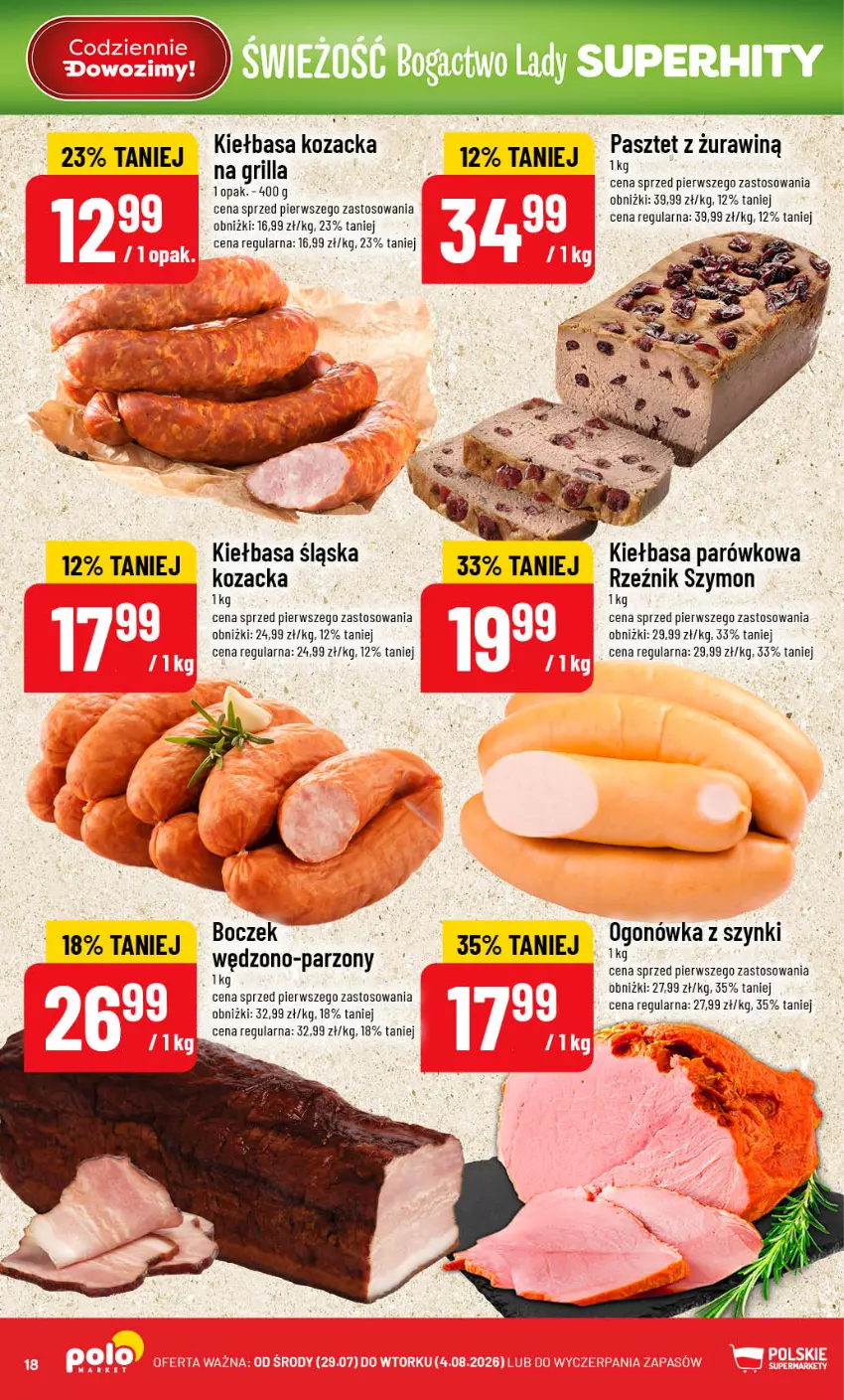 Gazetka promocyjna PoloMarket - Gazetka POLOmarket - ważna 29.07 do 04.08.2026 - strona 18 - produkty: Boczek, Grill, Kiełbasa, Kiełbasa śląska, Ogonówka, Pasztet
