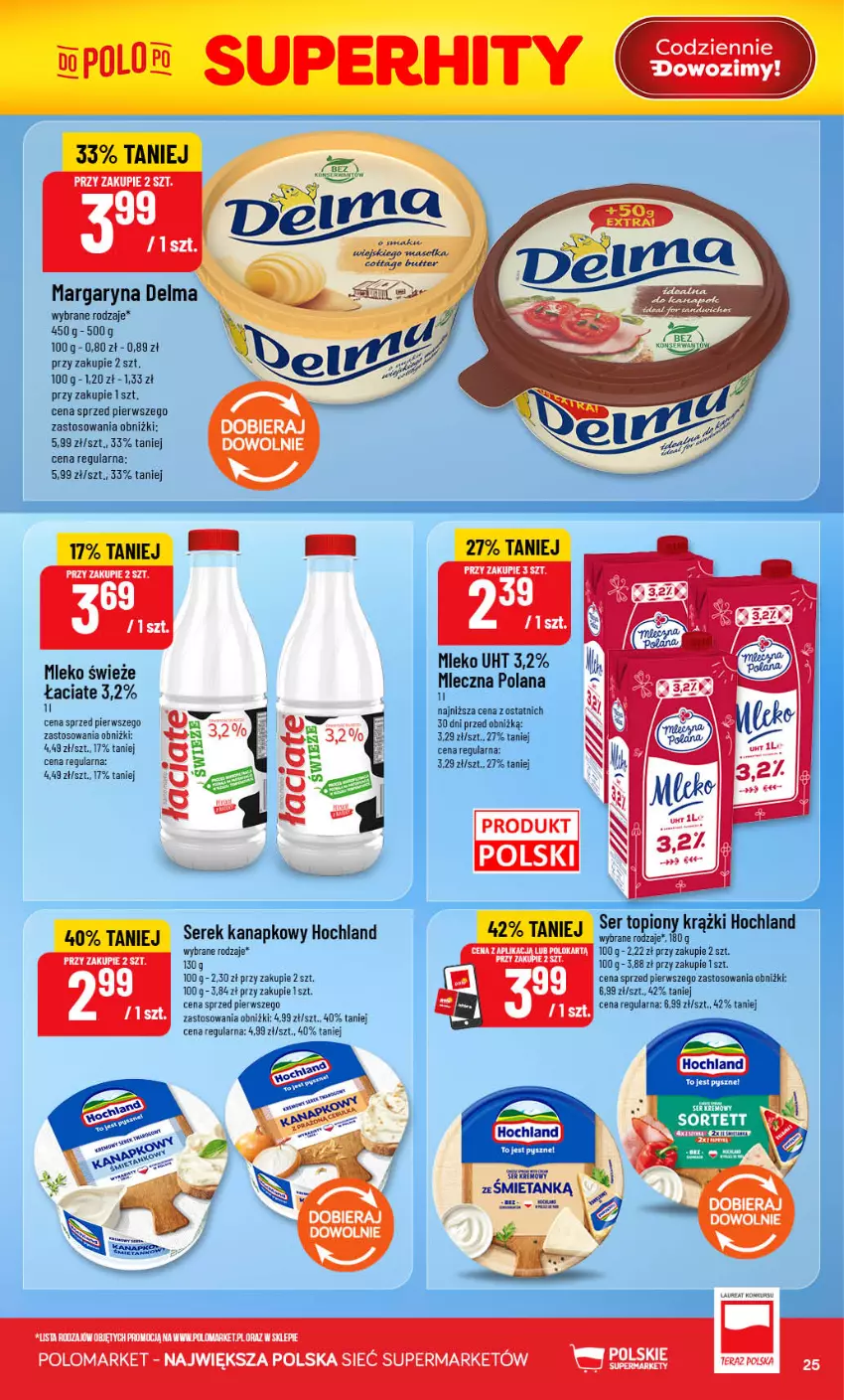 Gazetka promocyjna PoloMarket - Gazetka POLOmarket - ważna 29.07 do 04.08.2026 - strona 25 - produkty: Delma, Hochland, LANA, Margaryna, Mleko, Ser, Ser topiony, Serek, Serek kanapkowy, Tera, Top