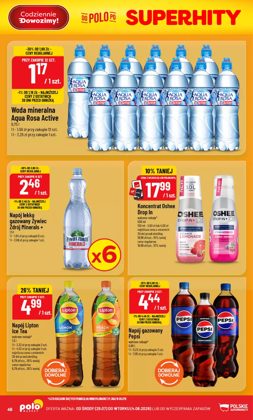 Gazetka promocyjna PoloMarket - Gazetka POLOmarket - ważna 29.07 do 04.08.2026 - strona 48 - produkty: Ice tea, Lipton, Napój, Napój gazowany, Oshee, Pepsi, Woda, Woda mineralna