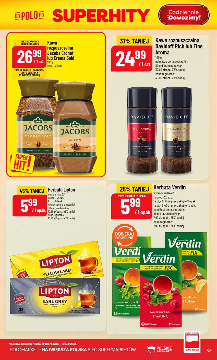 Gazetka promocyjna PoloMarket - Gazetka POLOmarket - ważna 29.07 do 04.08.2026 - strona 57 - produkty: Davidoff, Earl Grey, Herbata, Jacobs, Kawa, Kawa rozpuszczalna, Laur, Lipton