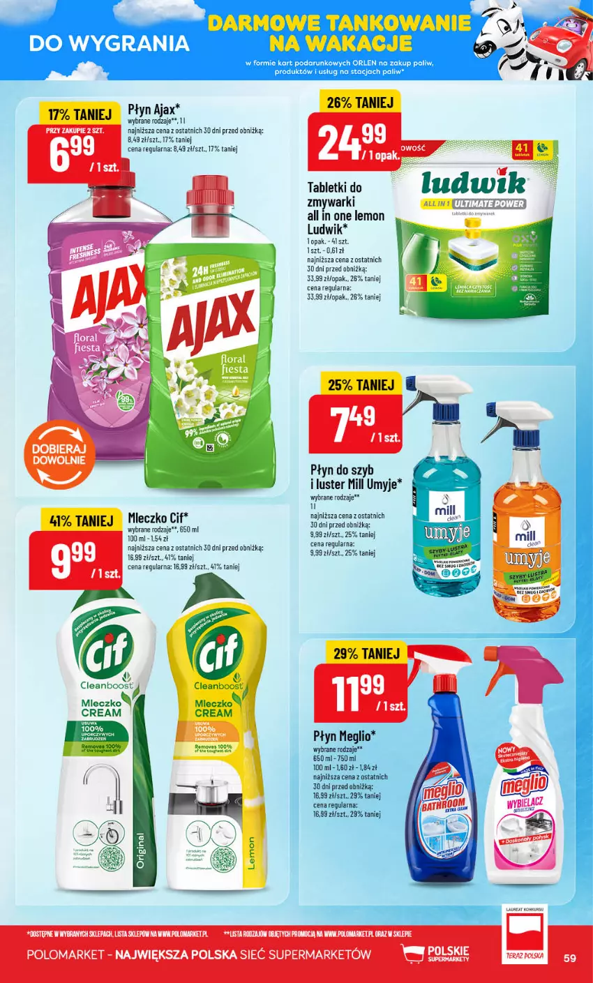 Gazetka promocyjna PoloMarket - Gazetka POLOmarket - ważna 29.07 do 04.08.2026 - strona 59 - produkty: Ajax, Cif, Gin, Gra, Laur, LG, Ludwik, Mleczko, Płyn do szyb, Tablet, Zmywarki