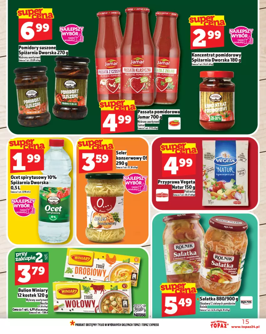Gazetka promocyjna Topaz - Gazetka - ważna 21.08 do 27.08.2025 - strona 15 - produkty: Ocet, Podravka, Ser, Top, Vegeta