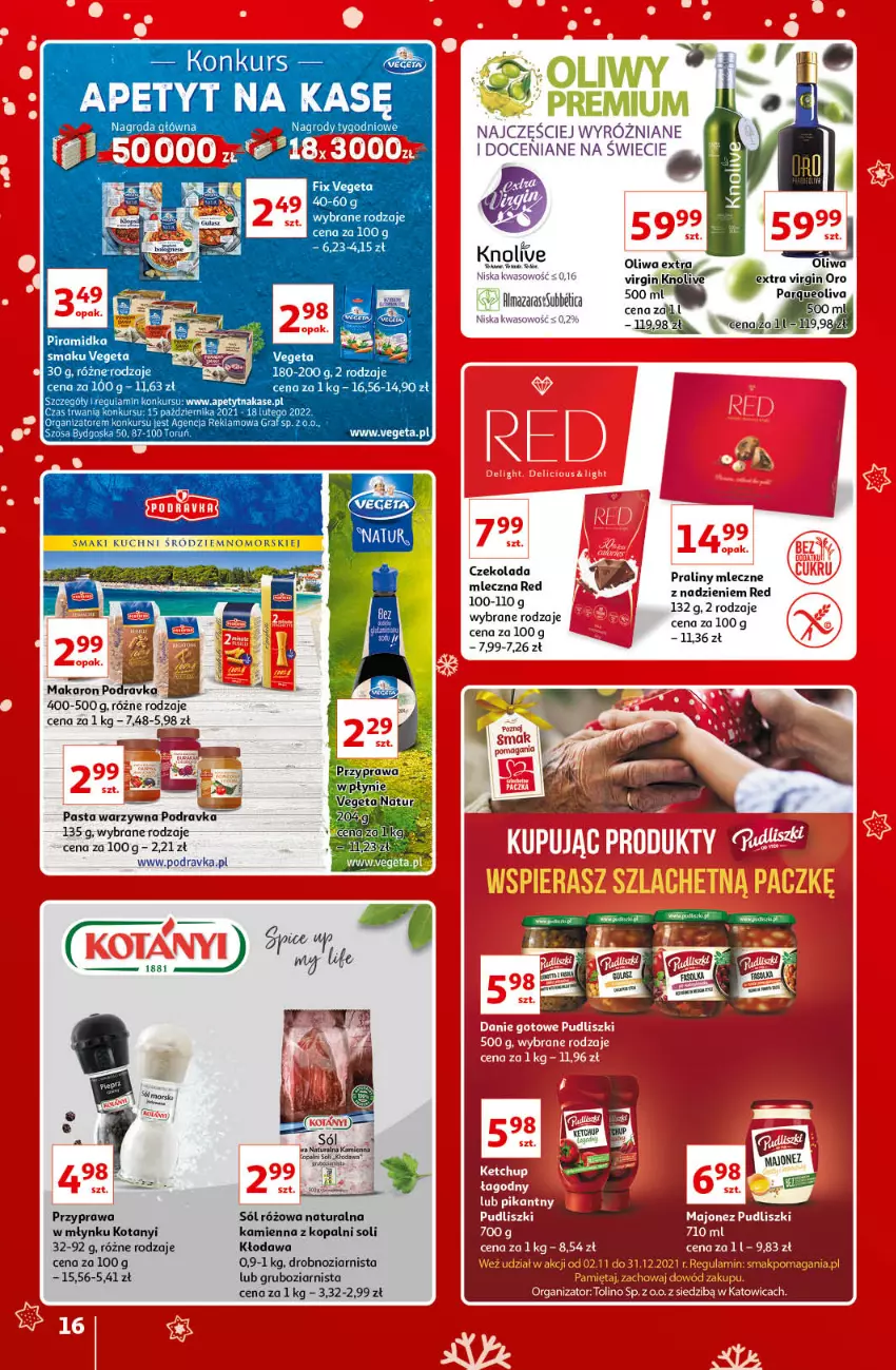 Gazetka promocyjna Auchan - Znane i lubiane Marki - ważna 02.12 do 12.12.2021 - strona 16 - produkty: Czekolada, Fa, Gin, Gra, LG, Okno, Pasta warzywna, Podravka, Por, Praliny, Top, Vegeta