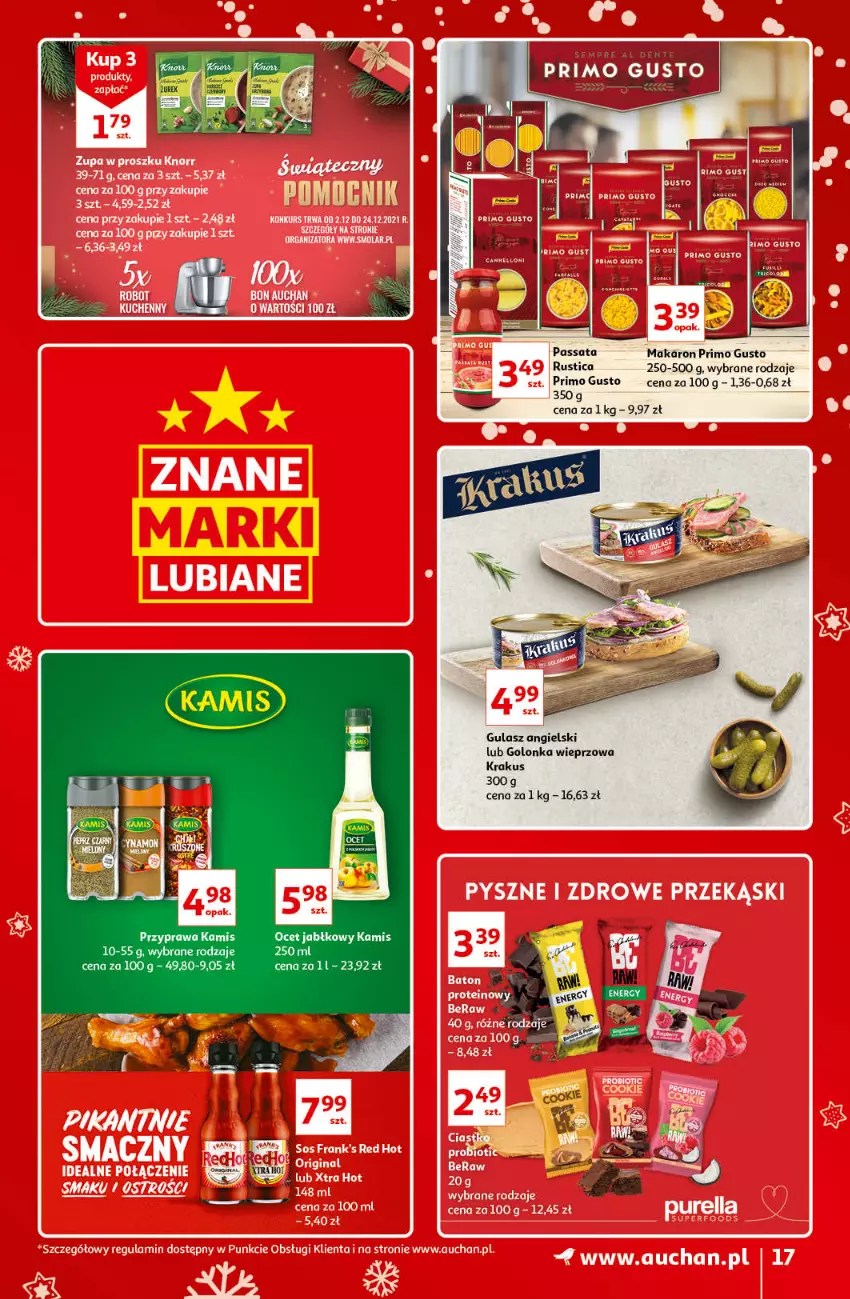 Gazetka promocyjna Auchan - Znane i lubiane Marki - ważna 02.12 do 12.12.2021 - strona 17 - produkty: Golonka wieprzowa, Kamis, Krakus, Makaron, Ocet, Rust