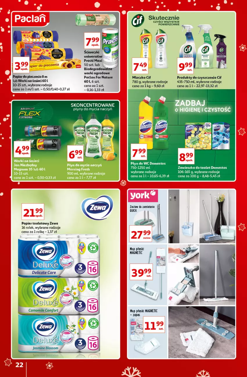 Gazetka promocyjna Auchan - Znane i lubiane Marki - ważna 02.12 do 12.12.2021 - strona 22 - produkty: Cif, Do mycia naczyń, Domestos, Mleczko, Mop, Papier, Papier do pieczenia, Papier toaletowy, Piec, Płyn do wc