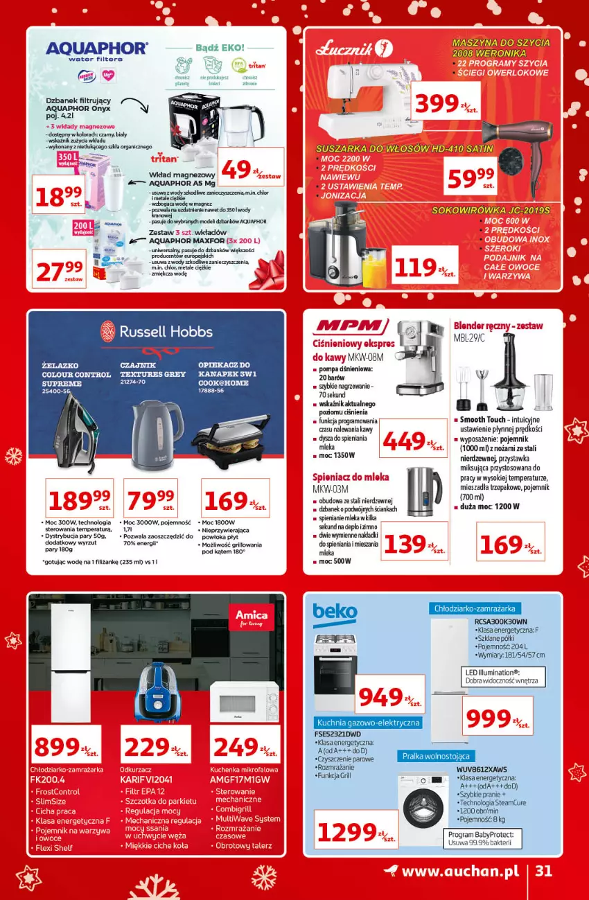 Gazetka promocyjna Auchan - Znane i lubiane Marki - ważna 02.12 do 12.12.2021 - strona 31 - produkty: Aquaphor, Control, Czajnik, Dzbanek, Dzbanek filtrujący, Gra, Grill, Kuchnia, Kuchnia gazowo-elektryczna, Magnez, Noż, Pojemnik, Sok, Tera, Zamrażarka, Zdrowie