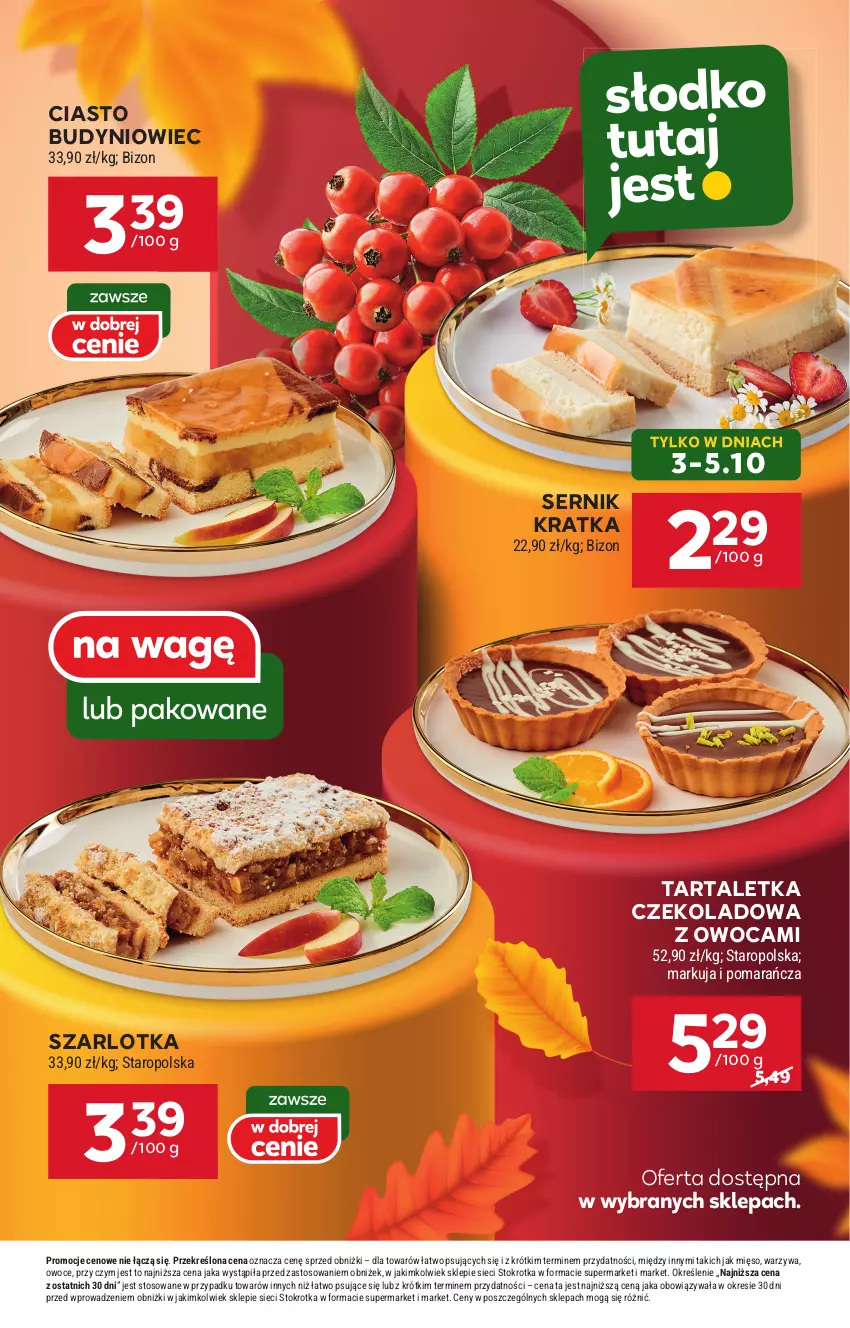 Gazetka promocyjna Stokrotka - Market - ważna 03.10 do 09.10.2024 - strona 18 - produkty: Mięso, Owoce, Ser, Szarlotka, Tarta, Warzywa