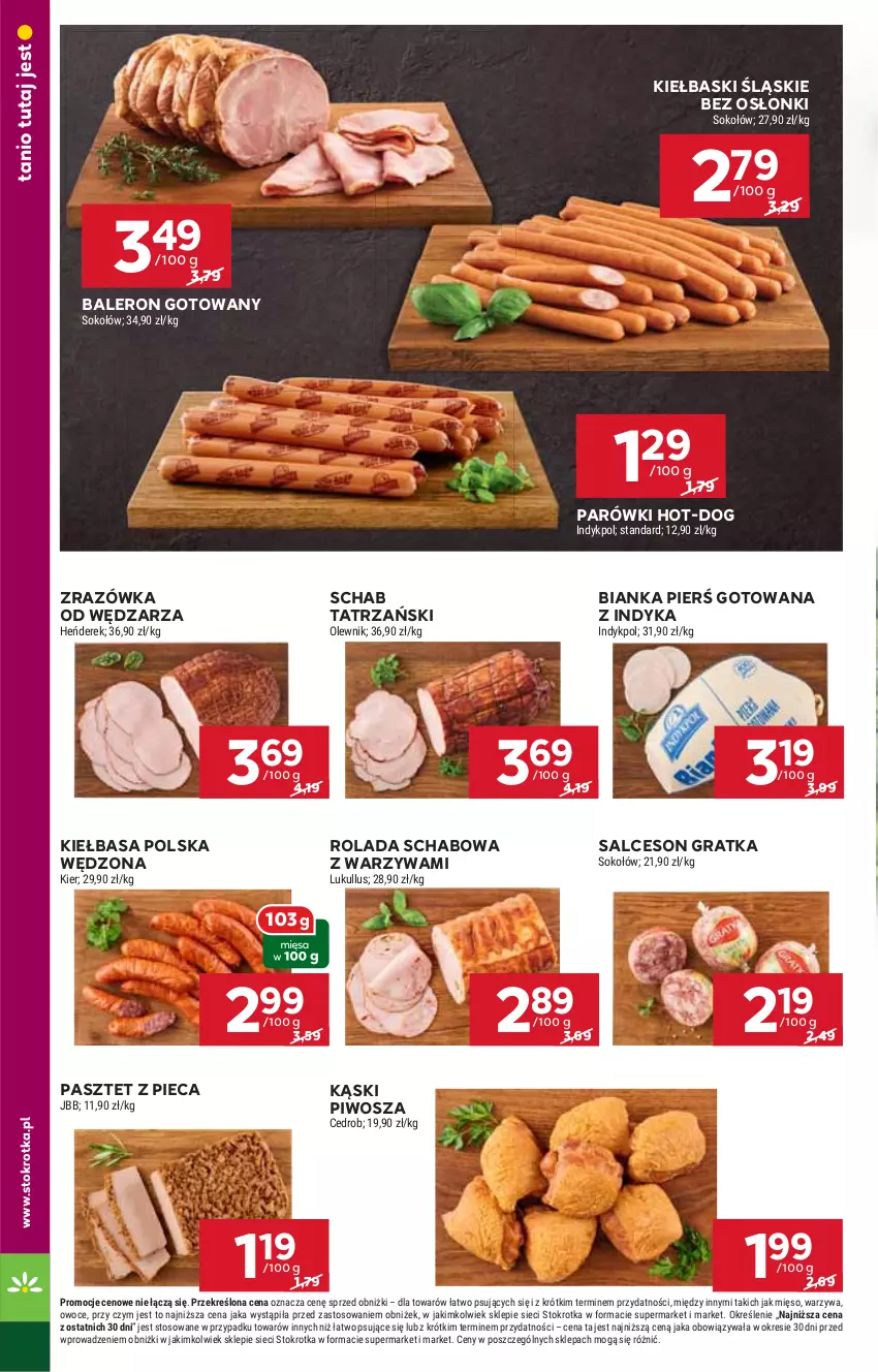 Gazetka promocyjna Stokrotka - Market - ważna 03.10 do 09.10.2024 - strona 6 - produkty: Bianka, Gra, HP, Kiełbasa, Kiełbaski śląskie, Parówki, Pasztet, Piec, Piwo, Rolada, Salceson, Sos, Warzywa