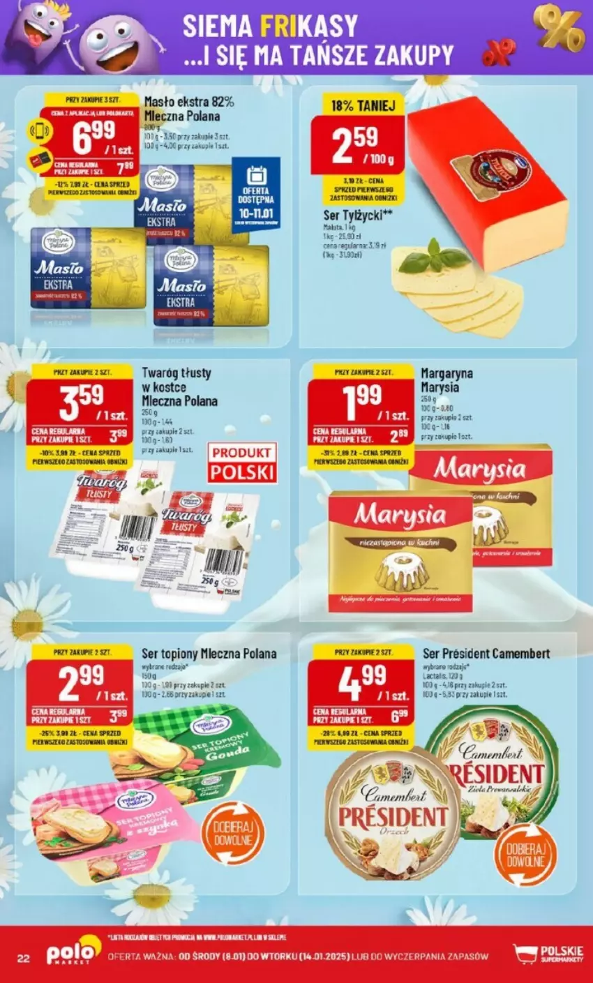 Gazetka promocyjna PoloMarket - ważna 08.01 do 14.01.2025 - strona 15 - produkty: Camembert, LANA, Margaryna, Masło, Ser, Ser topiony, Ser tylżycki, Top, Tran, Twaróg, Twaróg tłusty