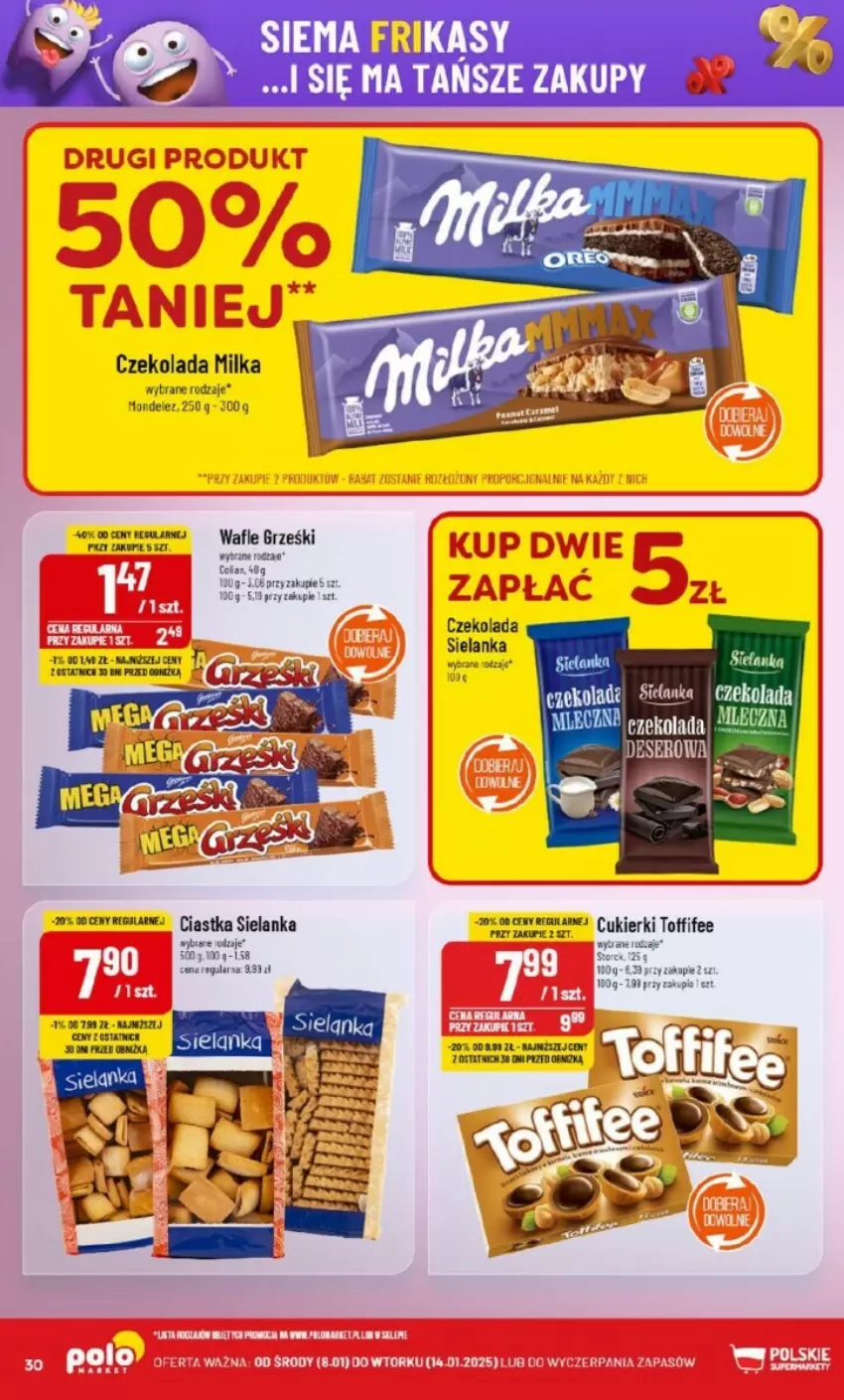 Gazetka promocyjna PoloMarket - ważna 08.01 do 14.01.2025 - strona 24 - produkty: Cukier, Cukierki, Czekolada, Fa, Grześki, Milka, Sok, Toffifee, Tran, Wafle