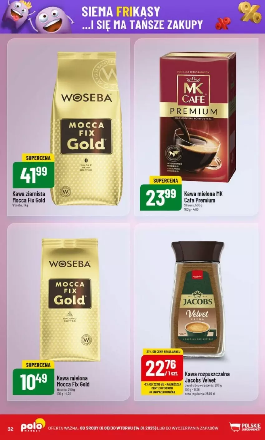 Gazetka promocyjna PoloMarket - ważna 08.01 do 14.01.2025 - strona 26 - produkty: Kawa, Kawa mielona, Kawa rozpuszczalna, Kawa ziarnista, Mocca Fix Gold, Woseba