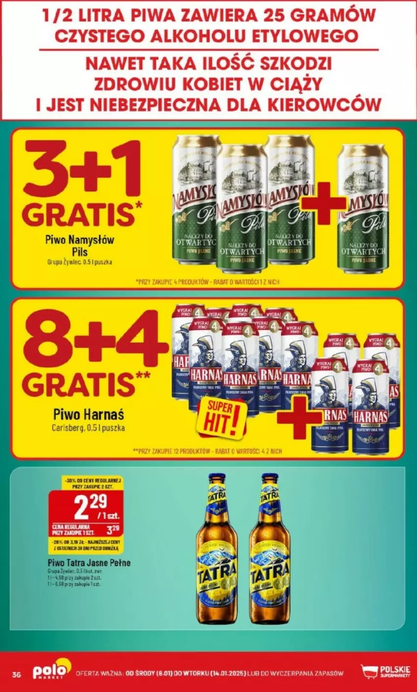 Gazetka promocyjna PoloMarket - ważna 08.01 do 14.01.2025 - strona 30 - produkty: Carlsberg, Gra, Harnaś, Namysłów, Piec, Piwa, Piwo, Tatra