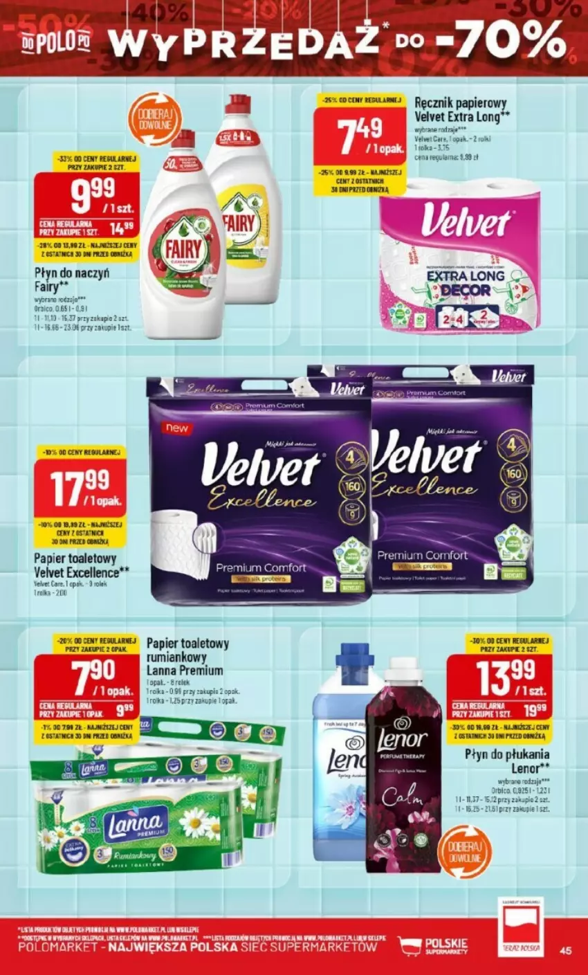 Gazetka promocyjna PoloMarket - ważna 08.01 do 14.01.2025 - strona 40 - produkty: BIC, Fa, Fairy, Lenor, Papier, Papier toaletowy, Płyn do płukania, Ręcznik, Rum, Top, Velvet