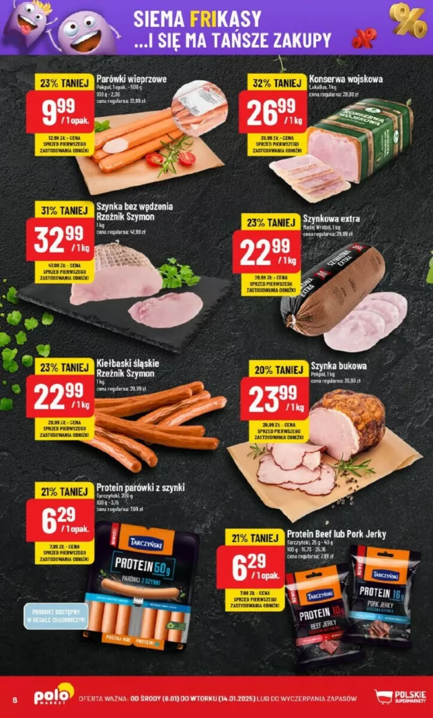 Gazetka promocyjna PoloMarket - ważna 08.01 do 14.01.2025 - strona 49 - produkty: Jerky, Kiełbaski śląskie, LG, Parówki, Por, Ser, Znicz