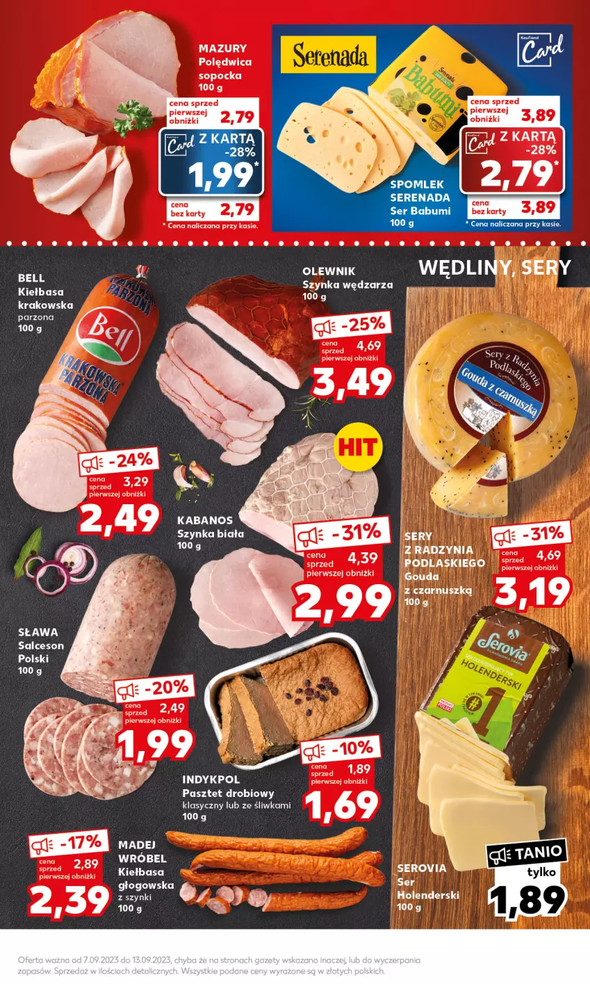 Gazetka promocyjna Kaufland - Mocny Start - ważna 11.09 do 13.09.2023 - strona 9 - produkty: Fa, Gouda, Kabanos, Kiełbasa, Pasztet, Polędwica, Ser, Szynka, Szynka biała