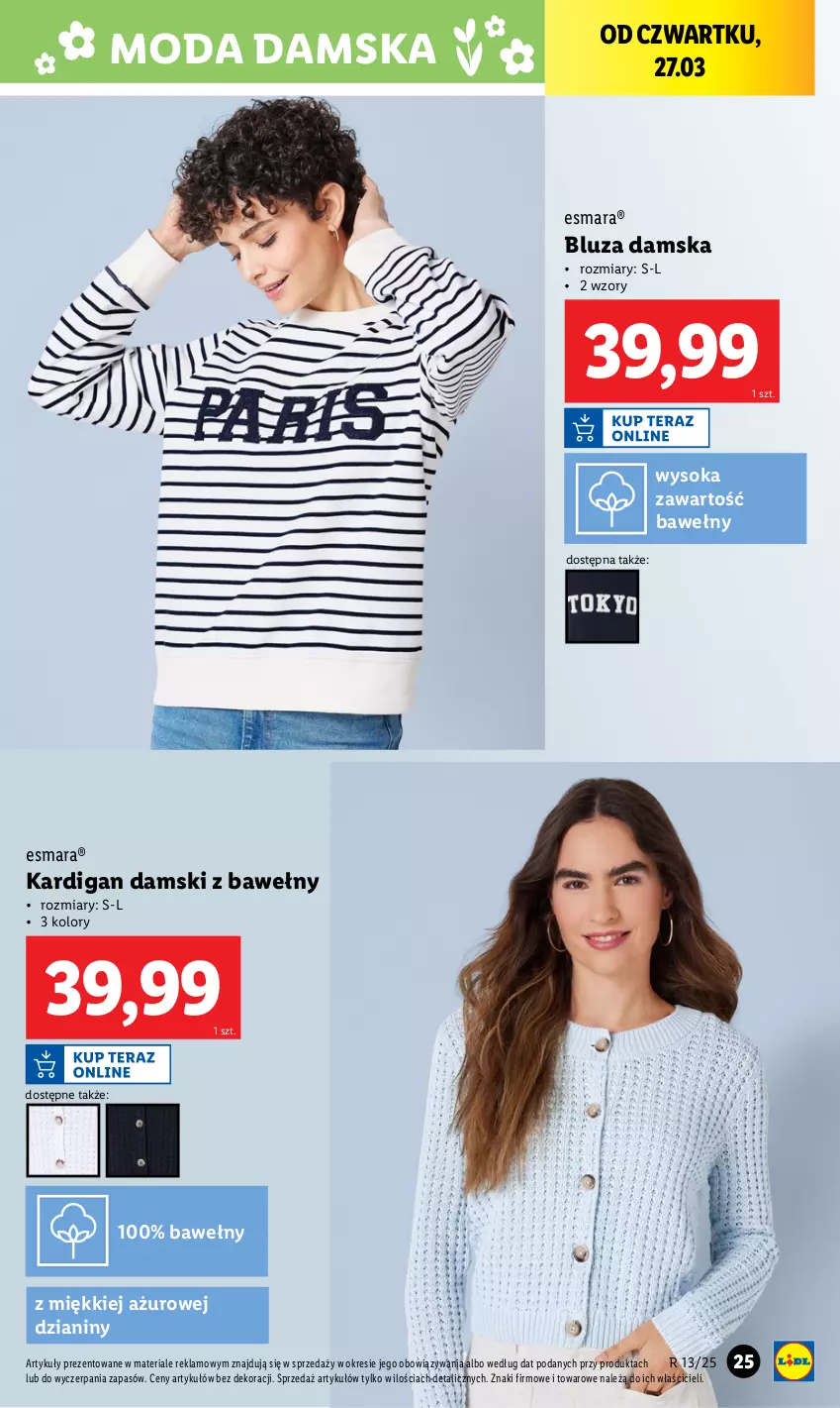 Gazetka promocyjna Lidl - GAZETKA - ważna 24.03 do 29.03.2025 - strona 27 - produkty: Bluza, Kardigan, Moda, Sok