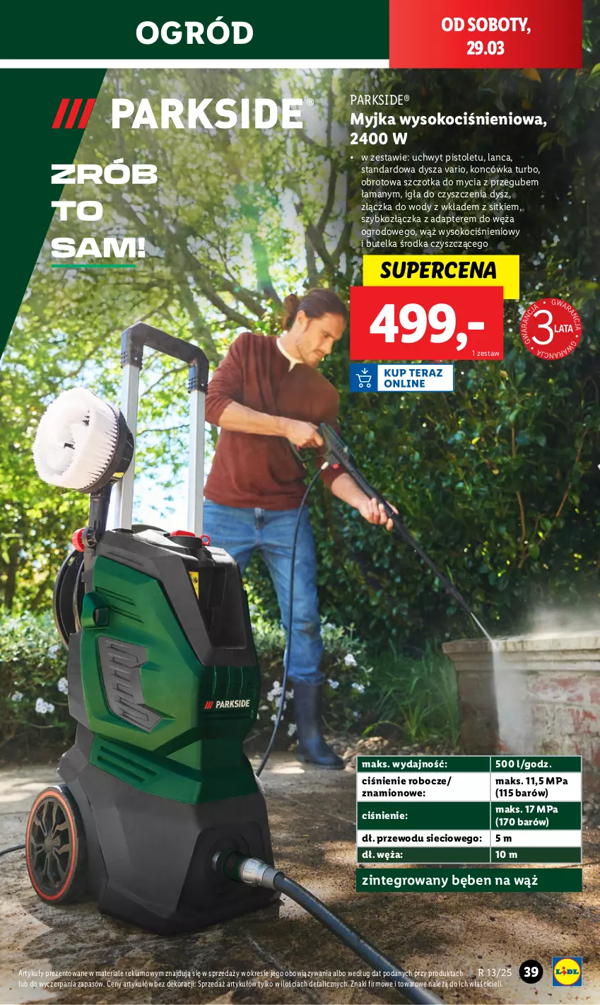 Gazetka promocyjna Lidl - GAZETKA - ważna 24.03 do 29.03.2025 - strona 43 - produkty: Koc, Ogród, Parkside, Pistolet, Sok, Szczotka