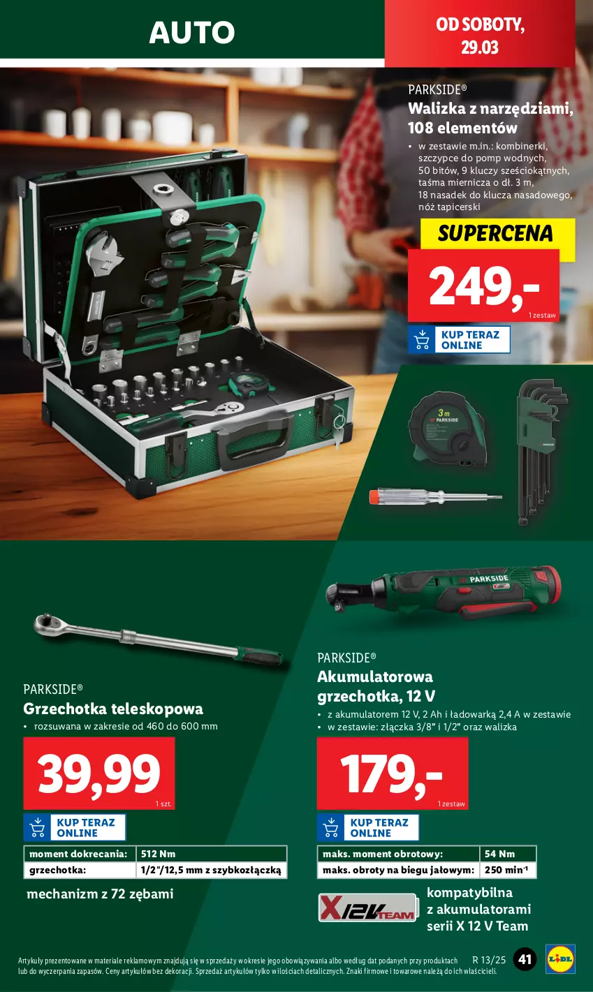 Gazetka promocyjna Lidl - GAZETKA - ważna 24.03 do 29.03.2025 - strona 45 - produkty: Akumulator, Parkside, Ser, Szczypce, Taśma miernicza, Teleskop, Walizka