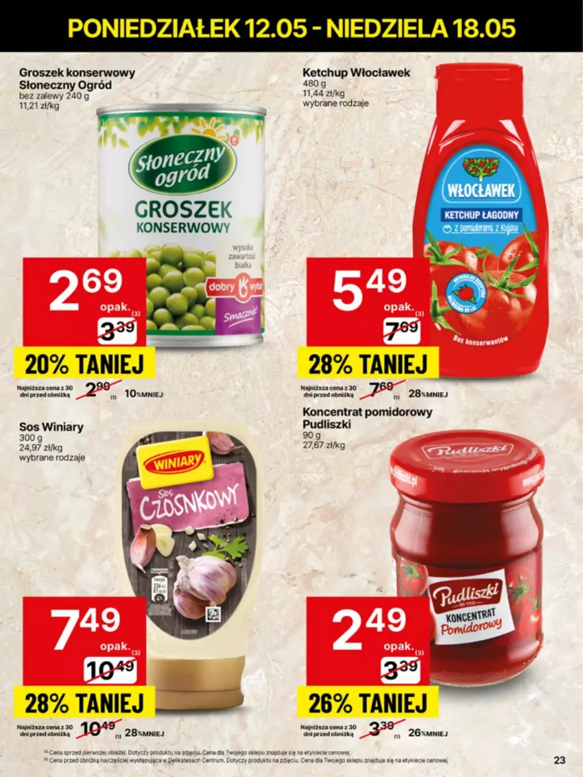 Gazetka promocyjna Delikatesy Centrum - Franczyza DC20 Poniedziałek - ważna 12.05 do 18.05.2025 - strona 23 - produkty: Groszek, Ketchup, Koncentrat pomidorowy, Ogród, Pudliszki, Rum, Ser, Sos, Winiary