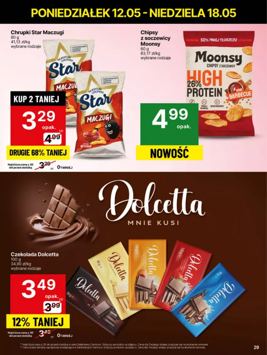 Gazetka promocyjna Delikatesy Centrum - Franczyza DC20 Poniedziałek - ważna 12.05 do 18.05.2025 - strona 29 - produkty: Chipsy, Chrupki, Czekolada, Noż