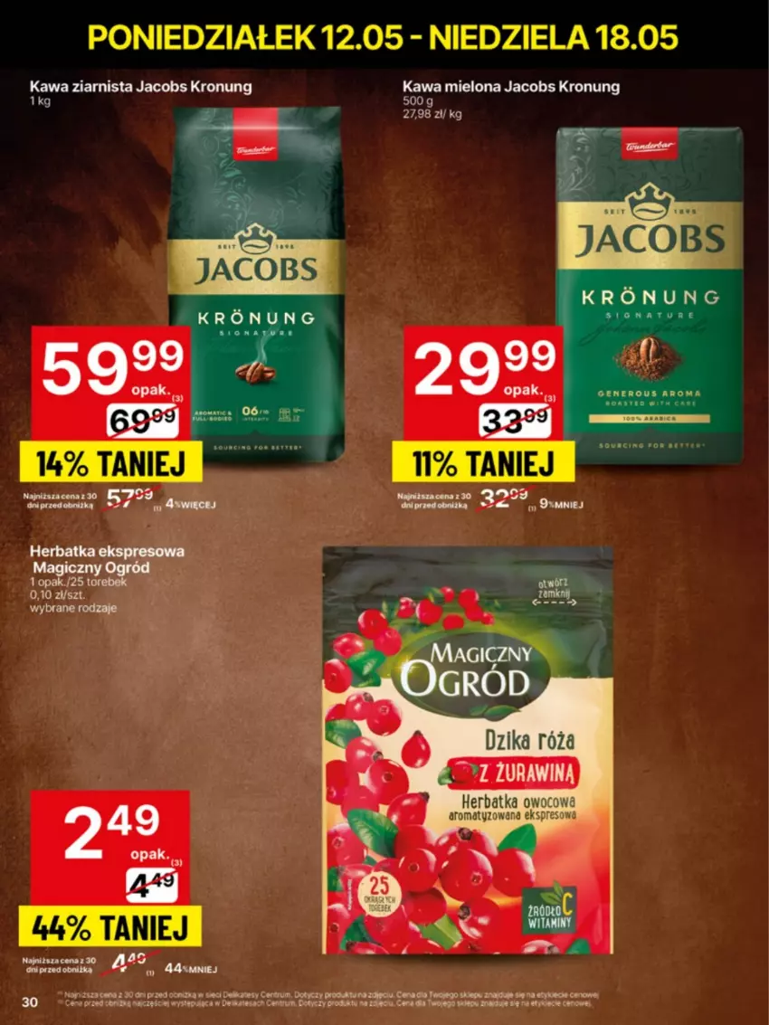 Gazetka promocyjna Delikatesy Centrum - Franczyza DC20 Poniedziałek - ważna 12.05 do 18.05.2025 - strona 30 - produkty: Dzika róża, Jacobs, Kawa, Kawa mielona, Kawa ziarnista, Róża, Rum