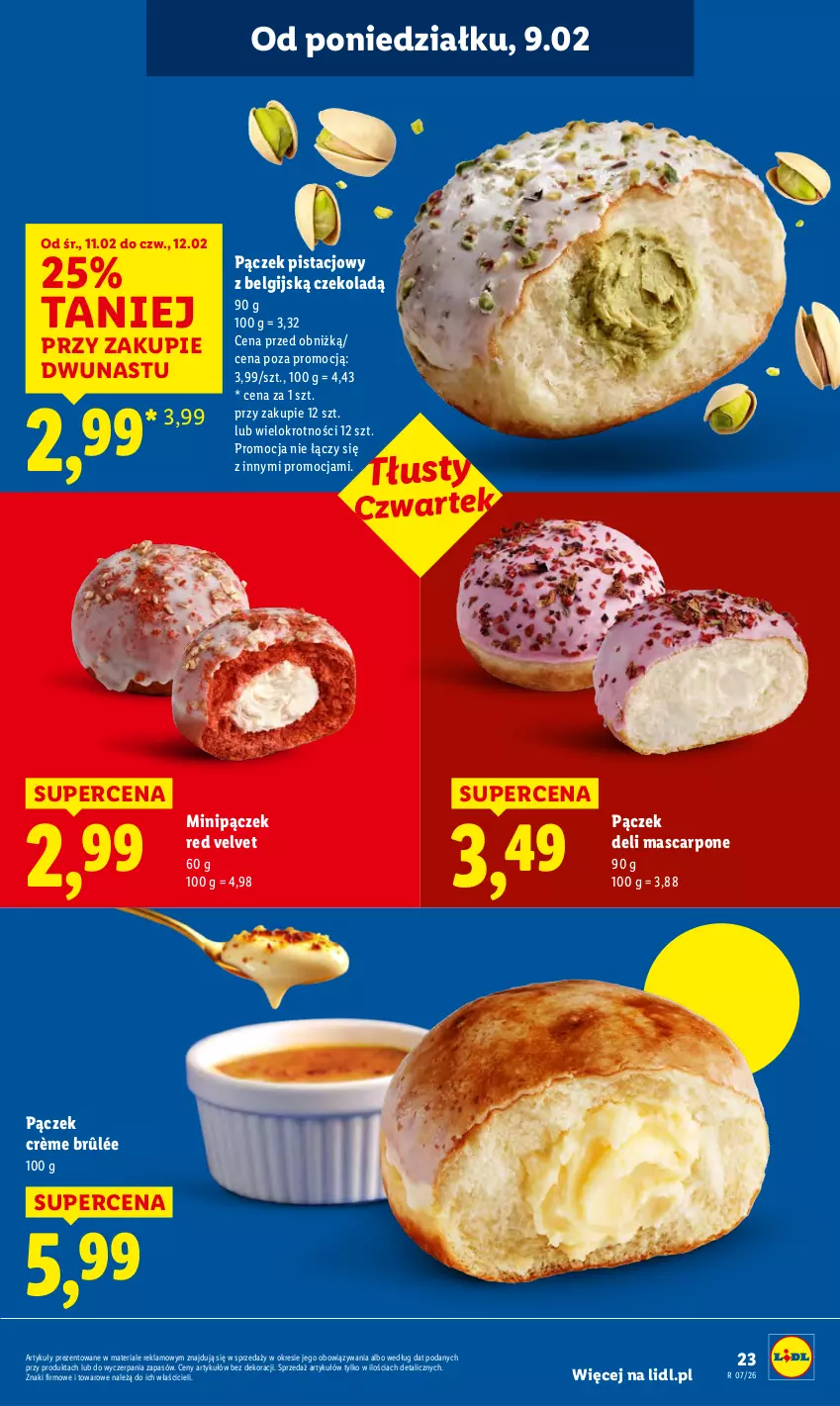 Gazetka promocyjna Lidl - GAZETKA - ważna 09.02 do 11.02.2026 - strona 23 - produkty: Crème brûlée, LG, Mascarpone, Pączek, Velvet